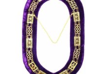 Grand Lodge - Chain Collar - Gold/Silver on Purple + Free Case
