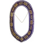 Grand Lodge - Rhinestones Chain Collar - Gold/Silver on Purple Velvet