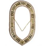 Grand Lodge - Rhinestones Chain Collar - Gold/Silver on White Velvet