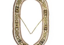 Grand Lodge - Rhinestones Chain Collar - Gold/Silver on White Velvet
