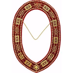 Grand Lodge - Rhinestones Chain Collar - Gold/Silver on Red Velvet