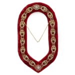 Shriner - Masonic Rhinestone Chain Collar - Gold/Silver on Red + Free Case