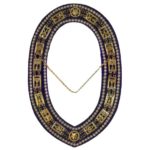 Cryptic Mason - Royal & Select Rhinestones Chain Collar - Gold/Silver On Purple + Free Case