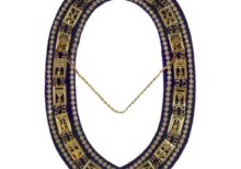 Cryptic Mason - Royal & Select Rhinestones Chain Collar - Gold/Silver On Purple + Free Case