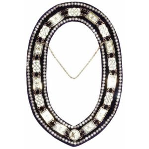 Grand Lodge - Rhinestones White Filling Chain Collar - Gold/Silver on Purple Velvet