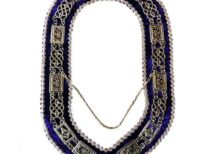 Grand Lodge - Chain Collar with Rhinestones - Gold/Silver on Purple Velvet