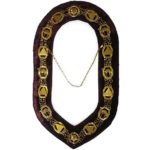 DOKO - Masonic Chain Collar - Gold on Maroon + Free Case