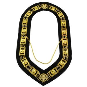 32nd Degree - Wings DOWN Scottish Rite Chain Collar - Gold/Silver on Black + Free Case