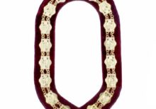 Sphinx Head - Chain Collar - Gold/Silver on Maroon + Free Case