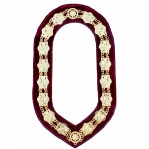 Sphinx Head - Chain Collar - Gold/Silver on Maroon + Free Case