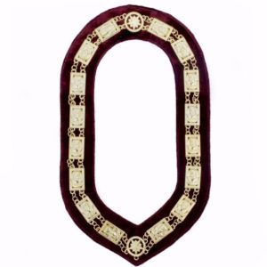 Daughters Of Sphinx - Chain Collar - Gold/Silver on Maroon + Free Case