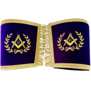 Masonic Gauntlets Cuffs - Master Mason Bullion Embroidered With Fringe