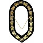 32nd Degree - Scottish Rite Wings UP Chain Collar - Gold/Silver on Black + Free Case