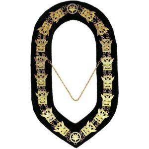 32nd Degree - Scottish Rite Wings UP Chain Collar - Gold/Silver on Black + Free Case