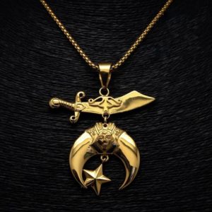 Shriner Golden Masonic Necklace