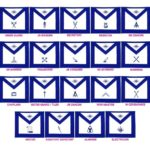 Masonic Blue Lodge Officers Aprons Variations - Set of 19