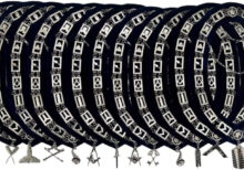 Masonic Regalia Blue Lodge Officer Blue Chain Collars Silver Plated - Set Of 12