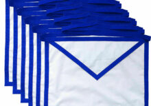 MASONIC BLUE LODGE WHITE COTTON DUCK CLOTH MEMBER APRONS - PACK OF 6