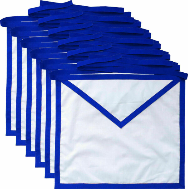 MASONIC BLUE LODGE WHITE COTTON DUCK CLOTH MEMBER APRONS - PACK OF 6