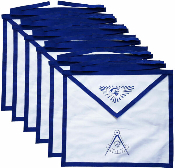 MASONIC COTTON DUCK CLOTH PAST MASTER APRONS PRINTED - PACK OF 6