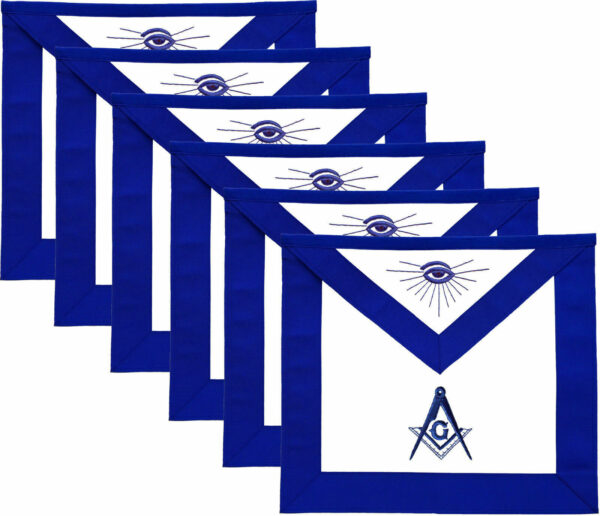 MASONIC MASTER MASON APRONS BLUE LODGE EMBROIDERED - (PACK OF 6)