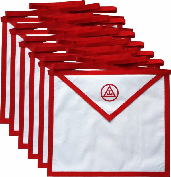 MASONIC ROYAL ARCH WHITE COTTON DUCK CLOTH MEMBER APRONS - PACK OF 6