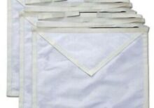 MASONIC WHITE COTTON DUCK CLOTH FUNERAL APRONS
