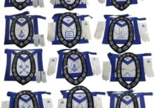 Masonic Blue Lodge Apron silver chain collar with jewel and gloves pack of 12X4