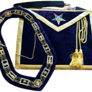 OES WORTHY PATRON|MATRON MASONIC APRON AND CHAIN COLLAR, EASTERN STAR APRON Blue