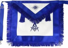 Master Mason Masonic Apron Blue Lodge Leather Square & Compass blue fringe