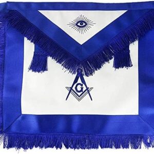 Master Mason Masonic Apron Blue Lodge Leather Square & Compass blue fringe