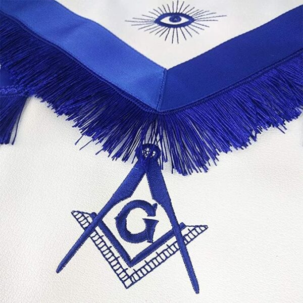 Master Mason Masonic Apron Blue Lodge Leather Square & Compass blue fringe