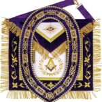 MASONIC GRAND LODGE MASTER MASON 100% LAMBSKIN APRON WITH CHAIN COLLAR HAND MADE