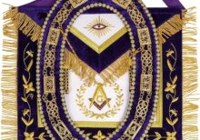 MASONIC GRAND LODGE MASTER MASON 100% LAMBSKIN APRON WITH CHAIN COLLAR HAND MADE