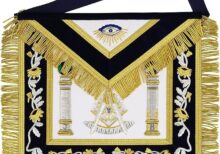 Past Master Apron Hand Bullion Embroidered Pillars Freemasons Gold Fringe 100% Lambskin Masonic Apron
