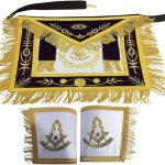 Masonic Past Master Embroidered Aprons Metallic Fringes and Metallic Braids Stitched Crossover The Apron Machine Embroidered Apron With Metallic Threads Golden
