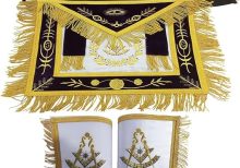 Masonic Past Master Embroidered Aprons Metallic Fringes and Metallic Braids Stitched Crossover The Apron Machine Embroidered Apron With Metallic Threads Golden