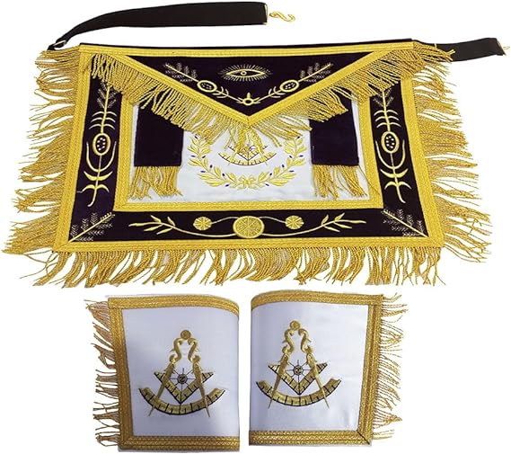 Masonic Past Master Embroidered Aprons Metallic Fringes and Metallic Braids Stitched Crossover The Apron Machine Embroidered Apron With Metallic Threads Golden