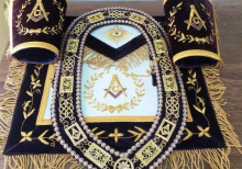 Masonic Grand Lodge master mason apron, cuffs with chain collar