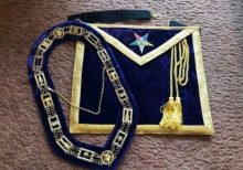 OES WORTHY PATRON|MATRON MASONIC APRON AND CHAIN COLLAR, EASTERN STAR APRON Blue