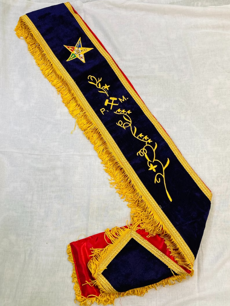 Masonic Oes P.M Sash, Order of Easter Star Past Matron Sash Purple Velvet